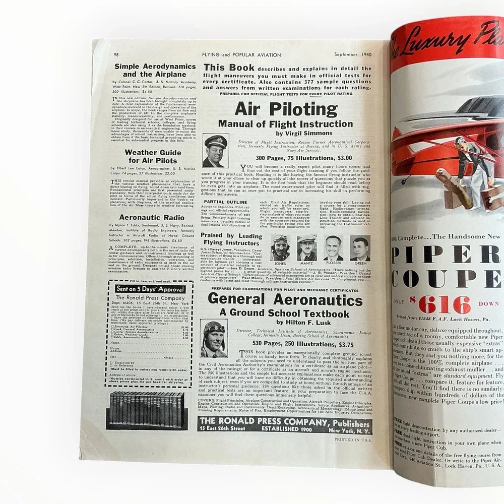 Flying and Popular Aviation Sept 1940 Panama Defense Vought SBU-1 WWII Magazine